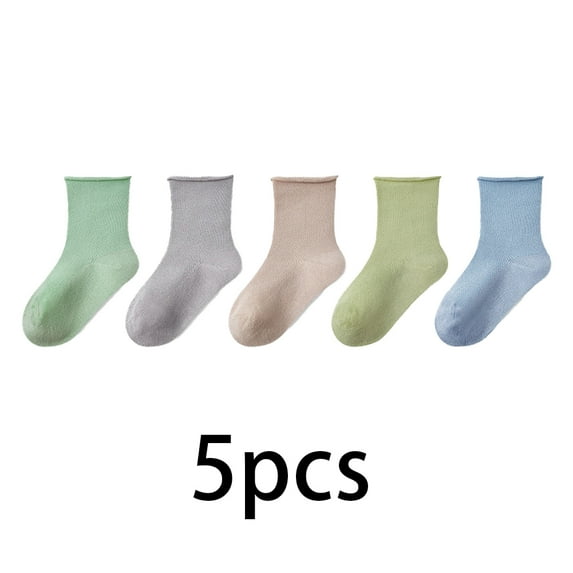 FLMEI Kids Baby 5 Pairs Socks for Boys Girls Socks Toddlers Non Slip Anti Skid Cotton Solid Color Anti-Slip Socks for 9M-8Year