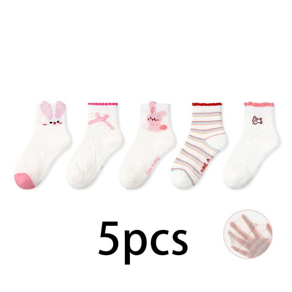 FLMEI Kids Baby 5 Pairs Socks for Boys Girls Socks Toddlers Non Slip Anti Skid Cotton Thin Mesh Cute Cartoon Anti-Slip Socks for 9M-5Year
