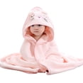 thumbnail image 1 of FLMEI Kids Baby Coral Fleece Towel Ultra Soft Spring Fall Bath Towels Cute Unisex Hooded Bath Blanket for Girls Boys, 1 of 9