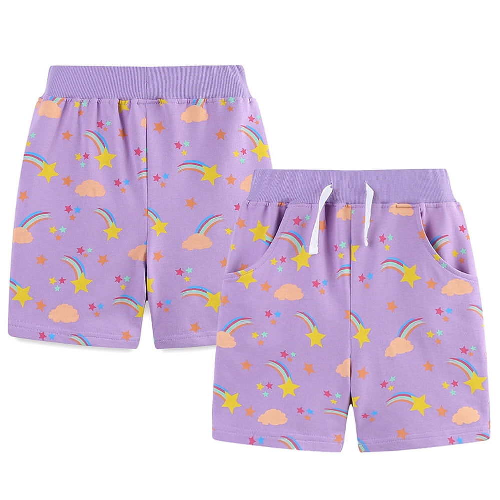 FLMEI Kids Baby Girls Cotton Shorts Sports Five Pant Cartoon Rainbow ...