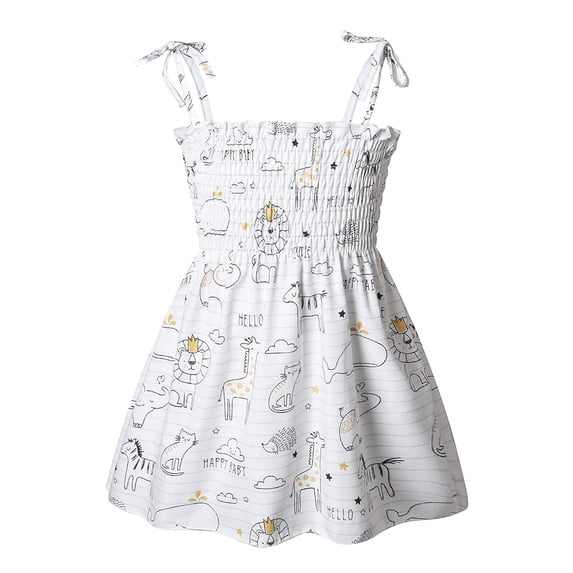 FLMEI Kids Baby Girls Spaghetti Strap Dresses Toddler Halter Beach Dress Baby Summer Cotton Sundress for Girls 1-6T