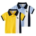 thumbnail image 1 of FLMEI Kids Baby Lapel T-Shirt for Boys Toddler Colour Blocking Tops Short Sleeve Summer Casual Tees Shirts for 1-8 Years, 1 of 9