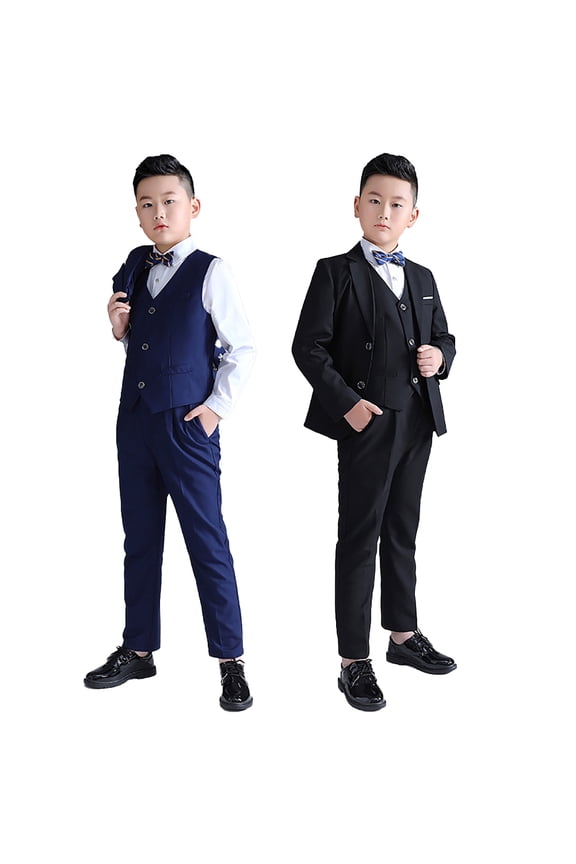 Kids Suit for BoysKids 5 PCS Set Fleece Tuxedo Suits for Boys,Youth Boy Formal Tuxedo Suits No Tail Wedding Christening Baptism Outfits for 5-16T