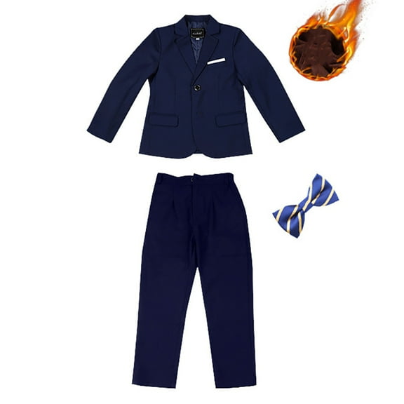 FLMEI Kids Teen 3Pcs Suit Set for Boys Fleece Formal Suit Set Kids Wedding Suits for Boys Slim Fit Suit Little Big Boy Tuxedo Set for 5-16Y