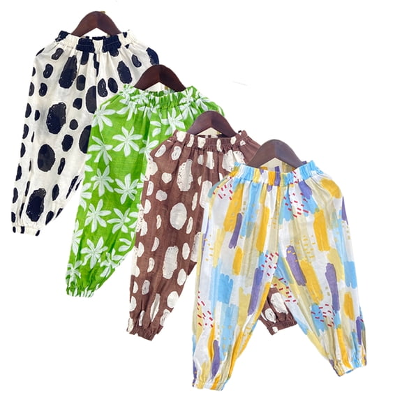 FLMEI Kids Teen Boys Girls Long Pants Casual Printed Mosquito Pants Loose Summer Cozy Pants for 1-15T