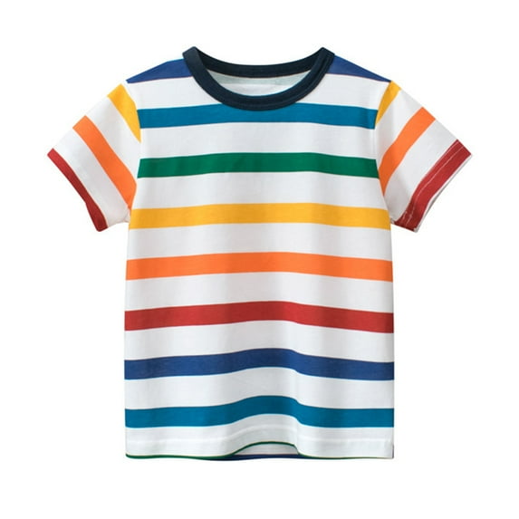FLMEI Kids Toddler Boys Cotton T-Shirts Baby Boys Striped Casual Tees Tops Summer Short-Sleeved Tees Shirts for 1-12 Years