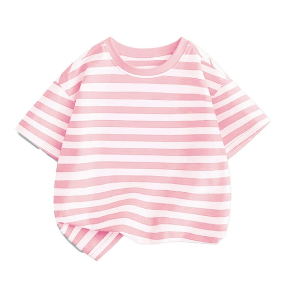 FLMEI Kids Toddler Boys Cotton T-Shirts Baby Boys Striped Casual Tees Tops Summer Short-Sleeved Tees Shirts for 1-12 Years