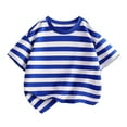 thumbnail image 1 of FLMEI Kids Toddler Boys Cotton T-Shirts Baby Boys Striped Casual Tees Tops Summer Short-Sleeved Tees Shirts for 1-12 Years, 1 of 8