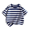 thumbnail image 1 of FLMEI Kids Toddler Boys Cotton T-Shirts Baby Boys Striped Casual Tees Tops Summer Short-Sleeved Tees Shirts for 1-12 Years, 1 of 8