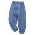 thumbnail image 1 of FLMEI Kids Toddler Boys Girls Denim Pants Sweatpants Silk Jogging Sweat Pants Boys Girls Summer Elastic Waist Trousers for 2-13T, 1 of 9