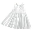 thumbnail image 1 of FLMEI Kids Toddler Girls Dresses Cotton Dress Solid Color Linen Ruffle Sleeveless 2-6Years Baby Casual Party Dresses, 1 of 9