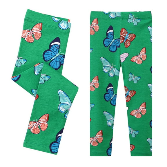 FLMEI Kids Toddler Girls Legging Pants Butterfly Printing Trousers Footless Spring Fall Tights Bottoms Underpants for 2-7 Year