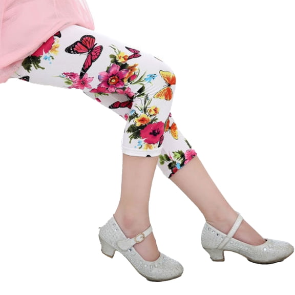 FLMEI Kids Toddler Girls Leggings 3-8T Baby Girls Printed Capris Leggings Summer Trousers for Wearing