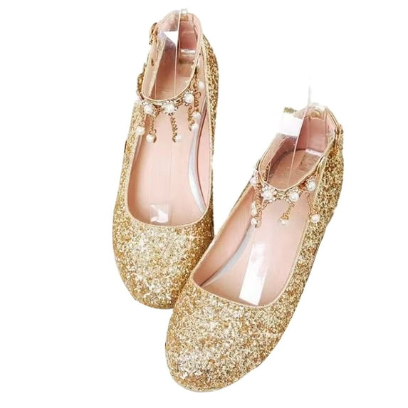FLMEI Kids Toddler Princess Dress Shoes for Girls Comfort Flats Shoes Flower Girls Shoes Wedding Party Heels Shoes Student Performance Shoes