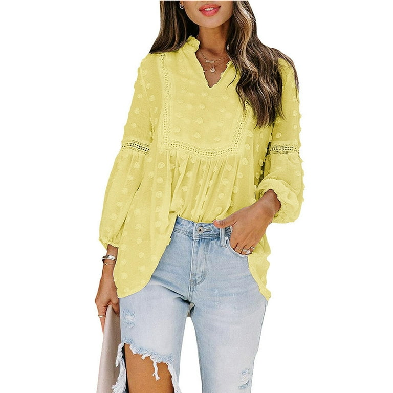 Casual Solid Lace V Neck Tops(4 Colors) Casual Solid Lace V Neck Tops(4 Colors)