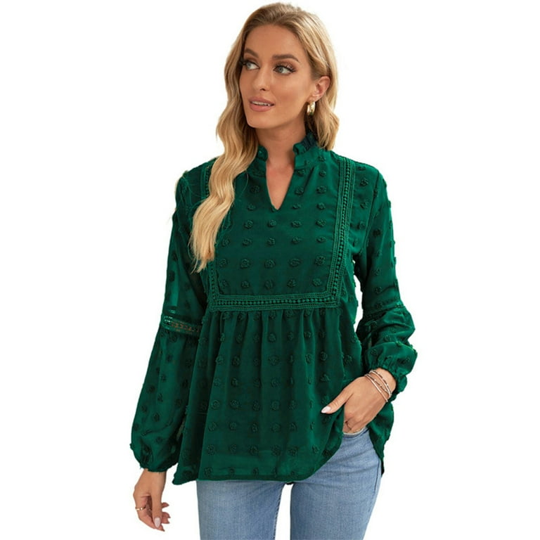 Casual Solid Lace V Neck Tops(4 Colors) Casual Solid Lace V Neck Tops(4 Colors)