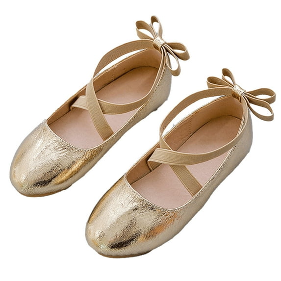 FLMEI Little Big Girls Leather Shoes for Kids Toddler Dance Performance Flat Shoes Baby Soft Sole Shiny Princess Shoes for Girls