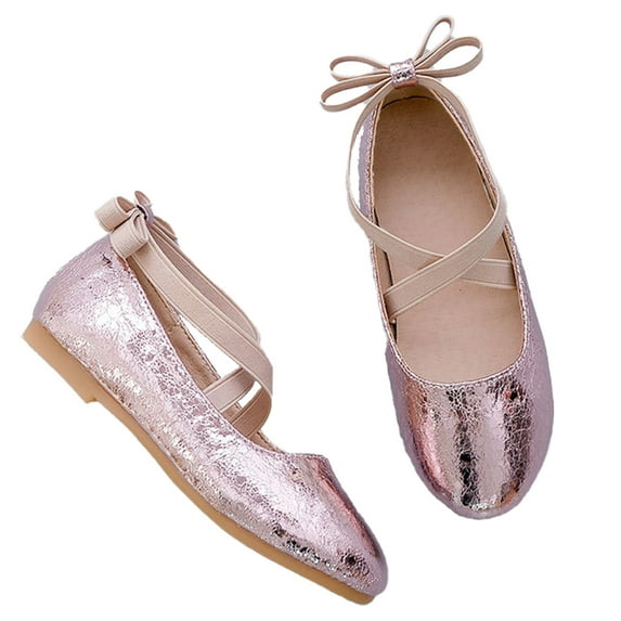 FLMEI Little Big Girls Leather Shoes for Kids Toddler Dance Performance Flat Shoes Baby Soft Sole Shiny Princess Shoes for Girls
