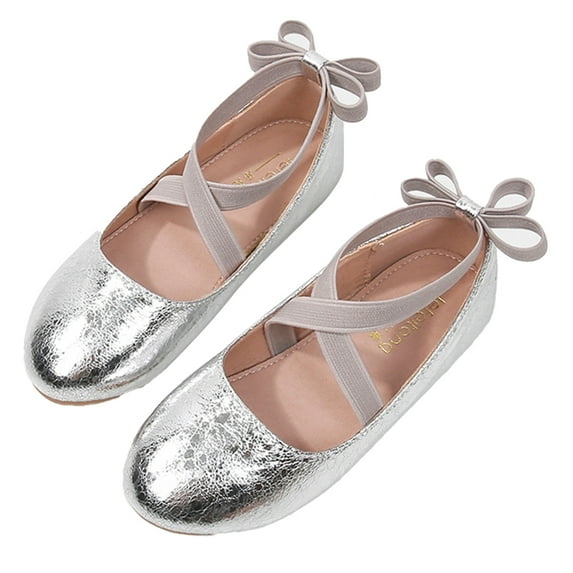 FLMEI Little Big Girls Leather Shoes for Kids Toddler Dance Performance Flat Shoes Baby Soft Sole Shiny Princess Shoes for Girls