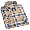 thumbnail image 1 of FLMEI Men's Plaid Shirts Long Sleeve Blouses Cotton Button Tops Spring Fall Lapel Dress Shirts for Business Work Casual Size: 38-46, 1 of 6