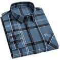 thumbnail image 1 of FLMEI Men's Plaid Shirts Long Sleeve Blouses Cotton Button Tops Spring Fall Lapel Dress Shirts for Business Work Casual Size: 38-46, 1 of 6