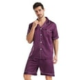 thumbnail image 1 of FLMEI Men's Satin Pajamas Sets Silk Button Down Nightwear Short Sleeve Sleepwear 2 Pieces Pjs Loungewear Casual with Shorts S-XL, 1 of 9