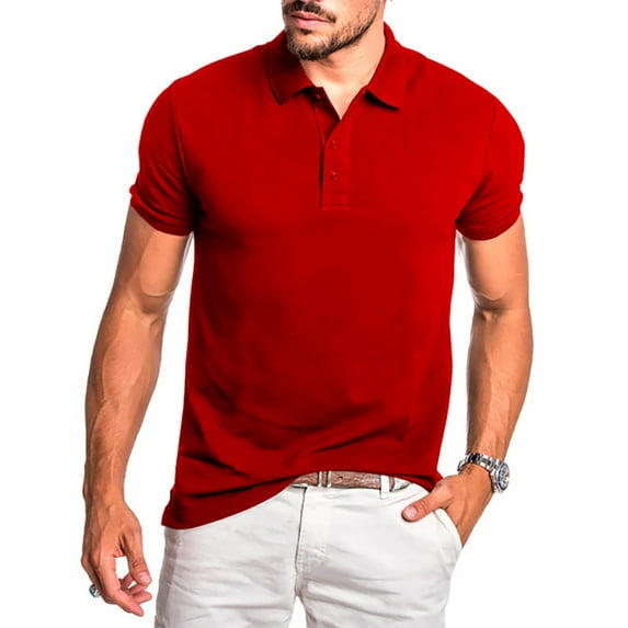FLMEI Men's Stretch Golf Shirts Short Sleeve T-Shirt Summer Lapel Tees Slim Casual Tops for Mens S-4XL