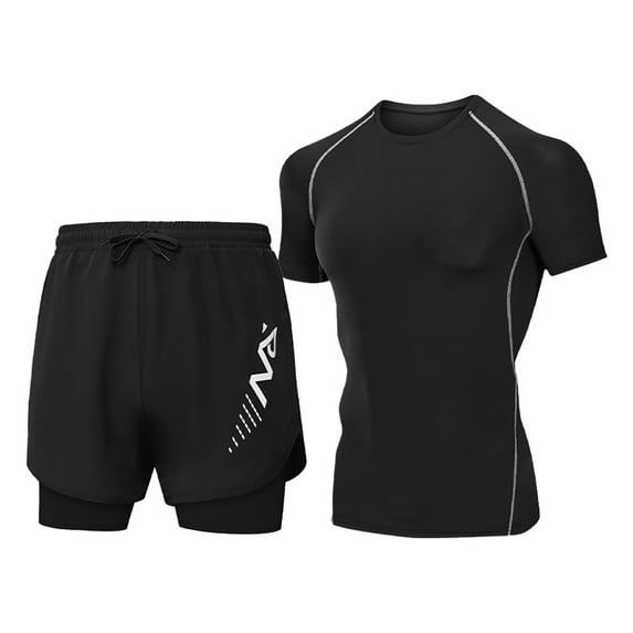 FLMEI Men's Swim Shirts Set Short Sleeve Uv Sun Protection Quick Dry T-Shirt and Swim Trunks Summer Loose Bathing Suit 2PCS Outfit M-4XL