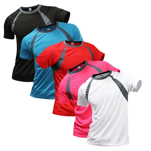 FLMEI Men's Women's T-Shirt Summer Round Neck Tee Shirts Short Sleeve Moisture Wicking Sports Active Athletic Quick drying Tees S-4XL