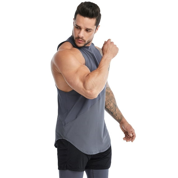 FLMEI Men's Workout Tank Tops Running Quick Dry Shirts Loose Large Size Sleeveless Summer Tee Shirts for Mens S-3XL
