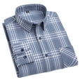 thumbnail image 1 of FLMEI Mens Button down Shirts 100%cotton Plaid Dress Shirts Men's Long Sleeve Slim Blouses Tops for Spring Fall Size: 38-46, 1 of 9