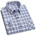 thumbnail image 1 of FLMEI Mens Button down Shirts 100%cotton Plaid Dress Shirts Men's Long Sleeve Slim Blouses Tops for Spring Fall Size: 38-46, 1 of 9