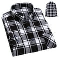 thumbnail image 1 of FLMEI Mens Button down Shirts 100%cotton Plaid Dress Shirts Men's Long Sleeve Slim Blouses Tops for Spring Fall Size: 38-46, 1 of 8