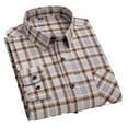 thumbnail image 1 of FLMEI Mens Button down Shirts 100%cotton Plaid Dress Shirts Men's Long Sleeve Slim Blouses Tops for Spring Fall Size: 38-46, 1 of 9