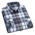 thumbnail image 1 of FLMEI Mens Button down Shirts 100%cotton Plaid Dress Shirts Men's Long Sleeve Slim Blouses Tops for Spring Fall Size: 38-46, 1 of 9