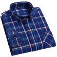 thumbnail image 1 of FLMEI Mens Button down Shirts 100%cotton Plaid Dress Shirts Men's Long Sleeve Slim Blouses Tops for Spring Fall Size: 38-46, 1 of 9