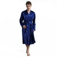 thumbnail image 1 of FLMEI Mens Satin Silk Robe Long Sleeve Kimono Bathrobe Male Soft Night-Robe Solid Colour Sleepwear Spring Fall Long Pajamas for Men S- XXL, 1 of 9