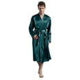 thumbnail image 1 of FLMEI Mens Satin Silk Robe Long Sleeve Kimono Bathrobe Male Soft Night-Robe Solid Colour Sleepwear Spring Fall Long Pajamas for Men S- XXL, 1 of 9