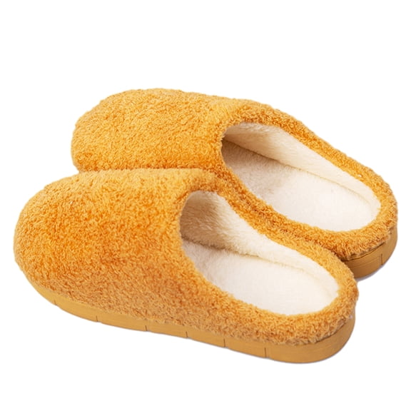 FLMEI Mens Slippers Womens Slippers Warm Slippers for Couple Indoor Outdoor Non-slip House Shoes Fall Winter Thick Bottom Fleece Slippers Size 5-8.5