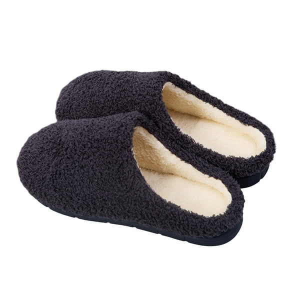 FLMEI Mens Slippers Womens Slippers Warm Slippers for Couple Indoor Outdoor Non-slip House Shoes Fall Winter Thick Bottom Fleece Slippers Size 5-8.5