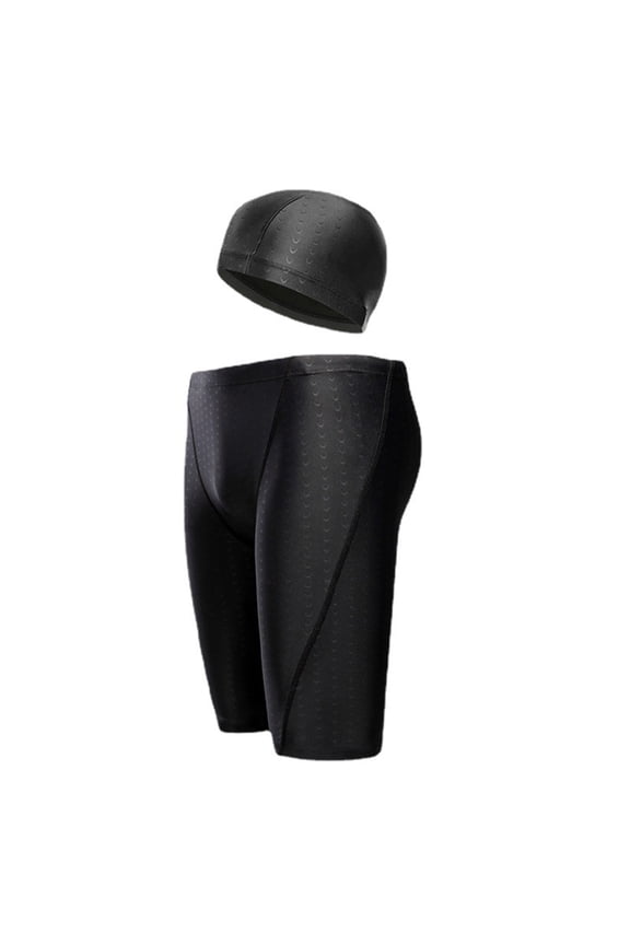 Mens Swim Trunks with Swim Cap Quick Swim Shorts Uv Protection Boxer Briefs for Summer Five Points Swimwear Shorts for Men's 2PCS