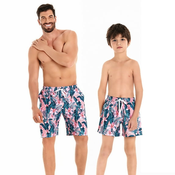 FLMEI Parent-Child Father Son Matching Swim Trunks Mens Swim Trunks for Baby Kids Dad Family Matching Swimsuits Shorts