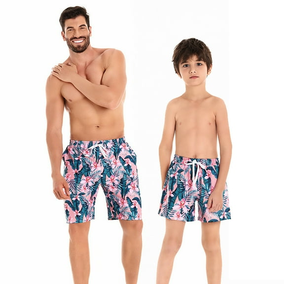 FLMEI Parent-Child Father Son Matching Swim Trunks Mens Swim Trunks for Baby Kids Dad Family Matching Swimsuits Shorts