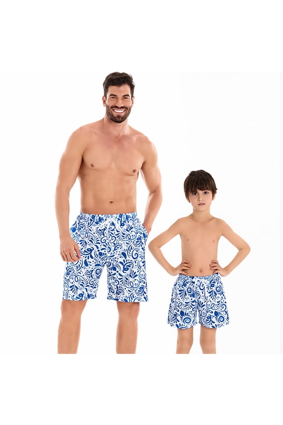 Parent-Child Father Son Matching Swim Trunks Mens Swim Trunks for Baby Kids Dad Family Matching Swimsuits Shorts