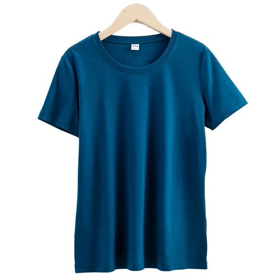 FLMEI Short Sleeve T-Shirt for Women's Solid Color Tees Tops Womens Cotton Summer Loose Tee Shirt S-XXXL