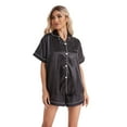 thumbnail image 1 of FLMEI Silk Pajamas 2PCS Set for Womens Short Sleeve Sleepwear Tops Shorts Soft Satin Button down Pjs Jammies Loungewear Outfit S-XL, 1 of 8