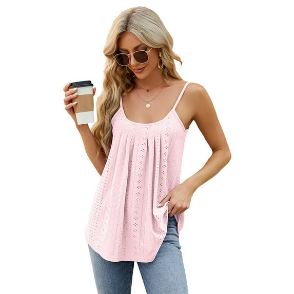 FLMEI Sleeveless Vest Vest Spaghetti Strap Top for Women's Summer loose Sleeveless Round Neck Solid Color Sleeveless Vest Tees Shirts S-XXL