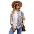 thumbnail image 1 of FLMEI Spring Fall Shirts for Women Casual Button-Down Blouses Long Sleeve Color Block Shirts Single-Breasted Tops for Women's S-XXL, 1 of 8
