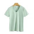 thumbnail image 1 of FLMEI Summer T Shirts for Women Casual V Neck Tops Short Sleeve Shirts Womens Loose Cotton Tees S-XXXL, 1 of 9