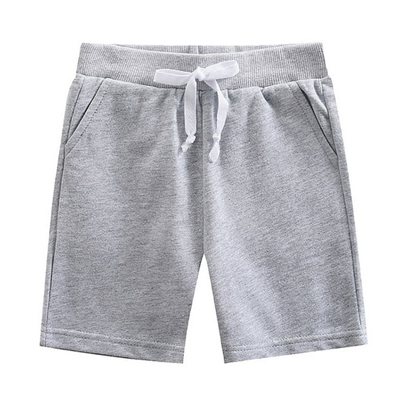 FLMEI Toddler Baby Boys Girls Shorts Solid Color Shorts Trousers for Kids Elastic Waist Jogger Short Summer Unisex Five Pants with Pockets 1-9 Years Old